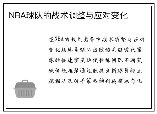NBA球队的战术调整与应对变化